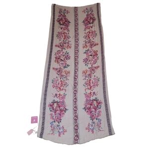 NWT Vera Bradley Pretty Posies Pink Floral Multicolor Soft Fringe Scarf